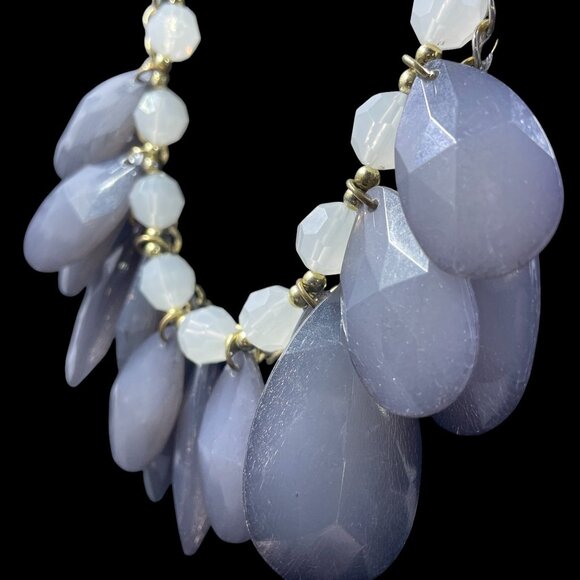 Faceted Teardrop Bib Necklace Statement Pastel Coquette Spring Soft Girl Glam - Picture 8 of 10